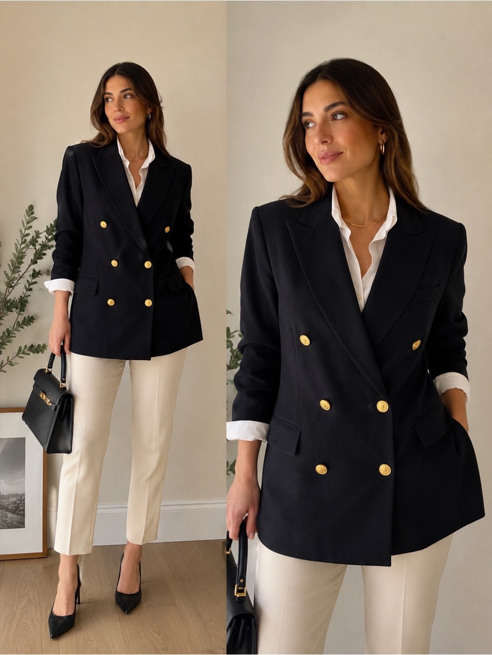 Vintage Brooks Brothers 100% Wool Double Breasted Navy Blazer Gold Buttons 12 - Picture 1 of 8